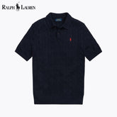 RL Cable-Knit Cotton Polo-Collar Sweater