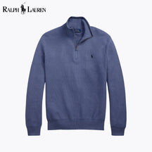 RL Mesh-Knit Cotton Quarter-Zip Sweater