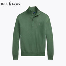 RL Mesh-Knit Cotton Quarter-Zip Sweater